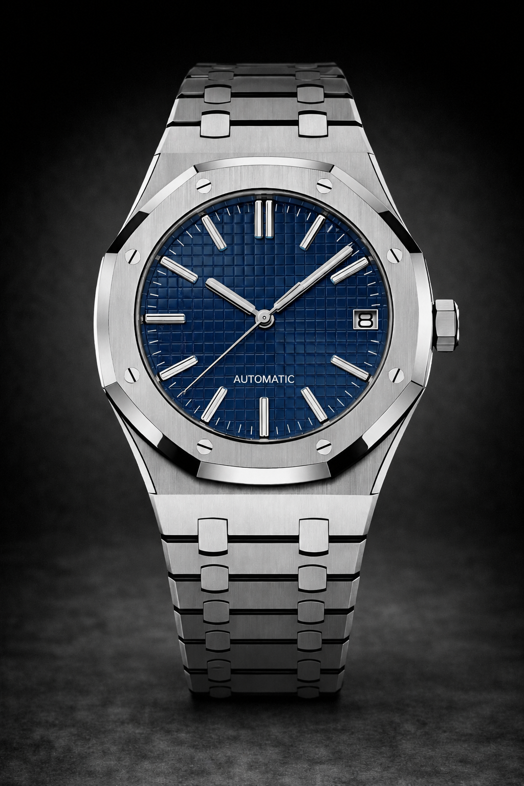 Reloj Automático Azul Texturizado – Diseño Deportivo con Brazalete Integrado
