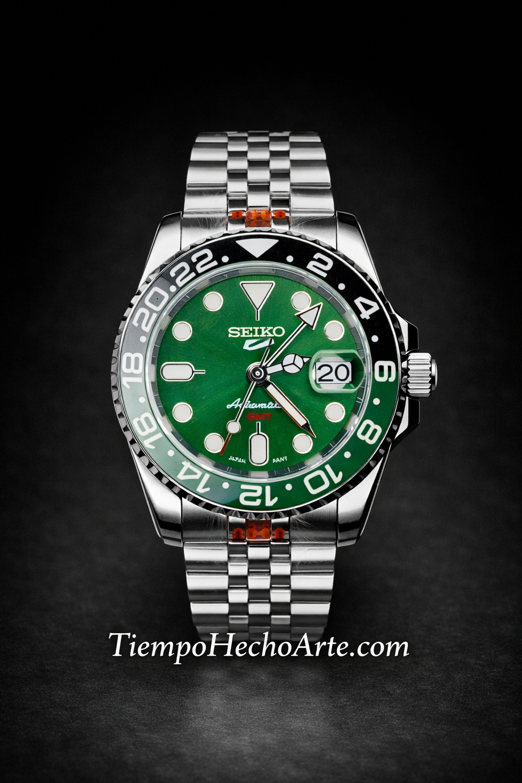 Reloj Automático GMT Verde – Estilo Viajero Deportivo