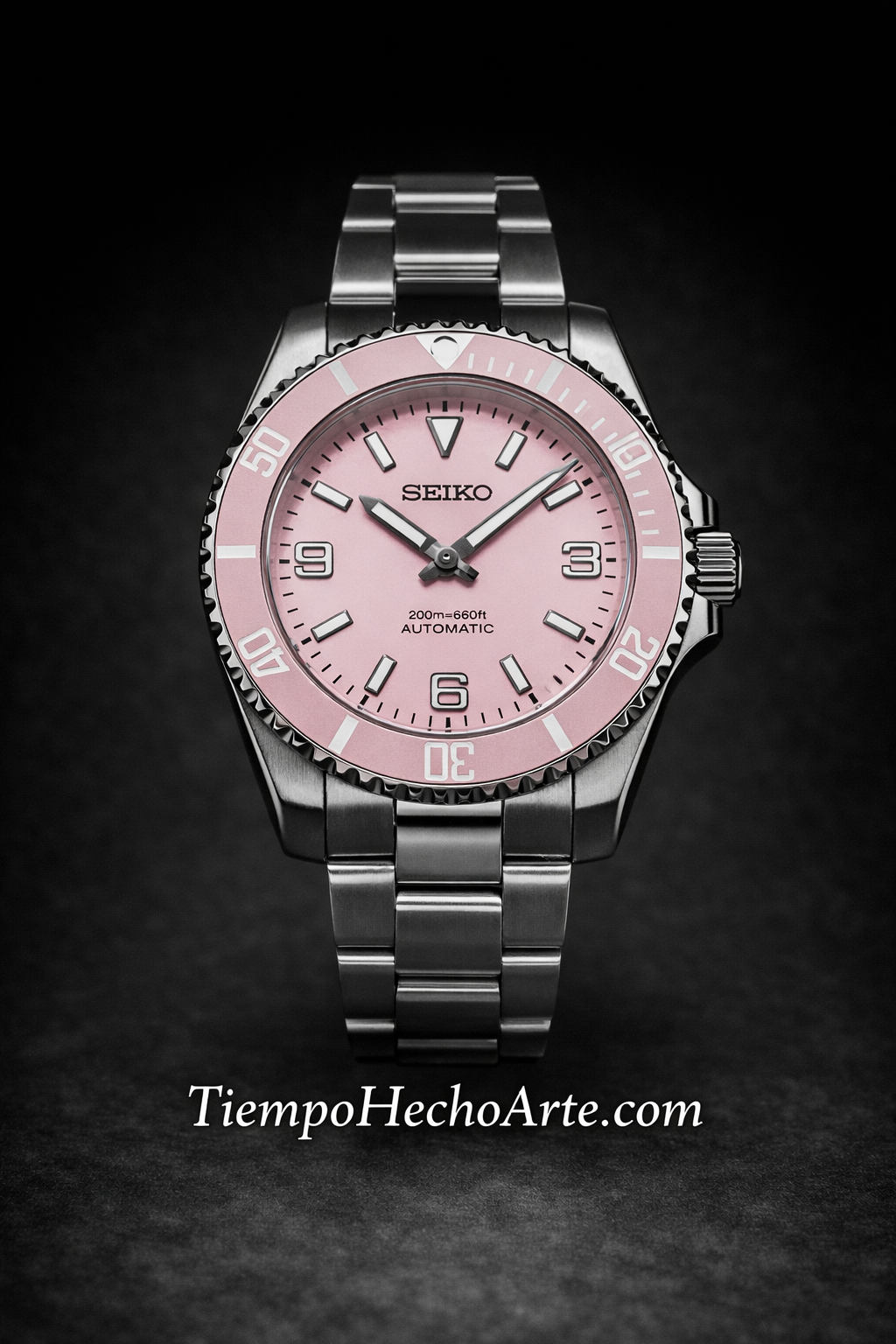 Reloj Automático Rosa – Estilo Diver Deportivo NH35
