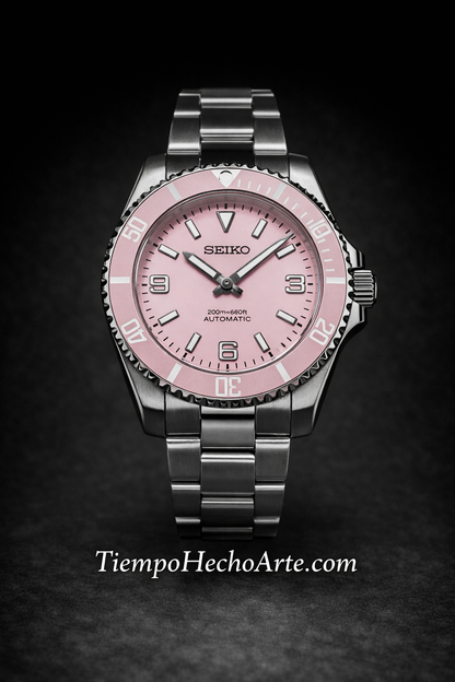 Reloj Automático Rosa – Estilo Diver Deportivo NH35