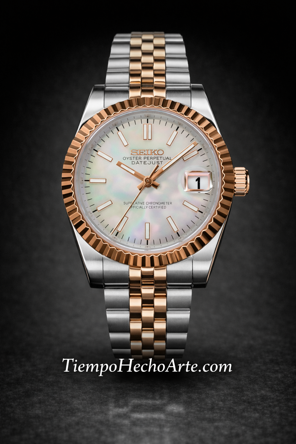 Reloj Automático 36 mm Nácar Bicolor – Estilo Clásico Elegante