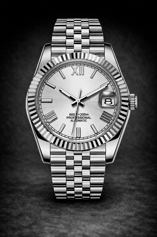 Reloj Automático Blanco Hielo – Estilo Clásico Elegante