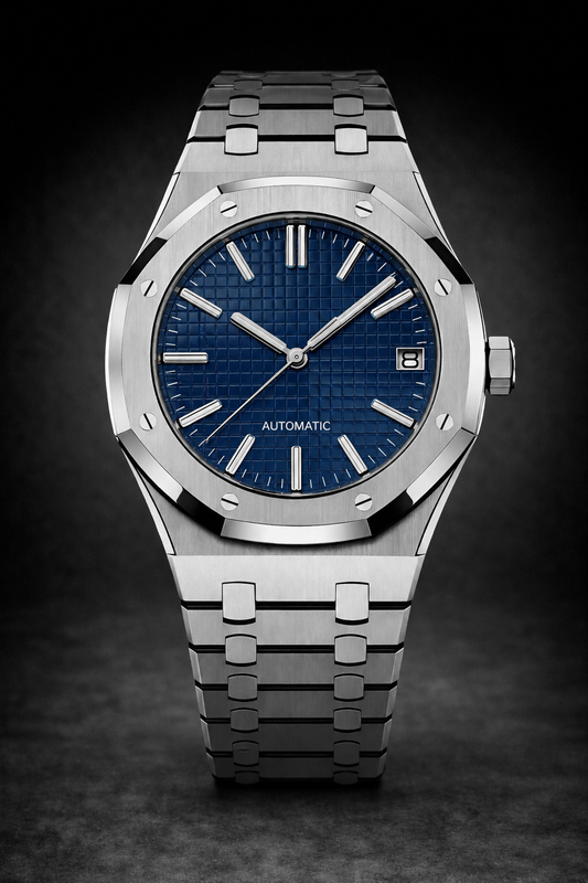 Reloj Automático Azul Texturizado – Diseño Deportivo con Brazalete Integrado