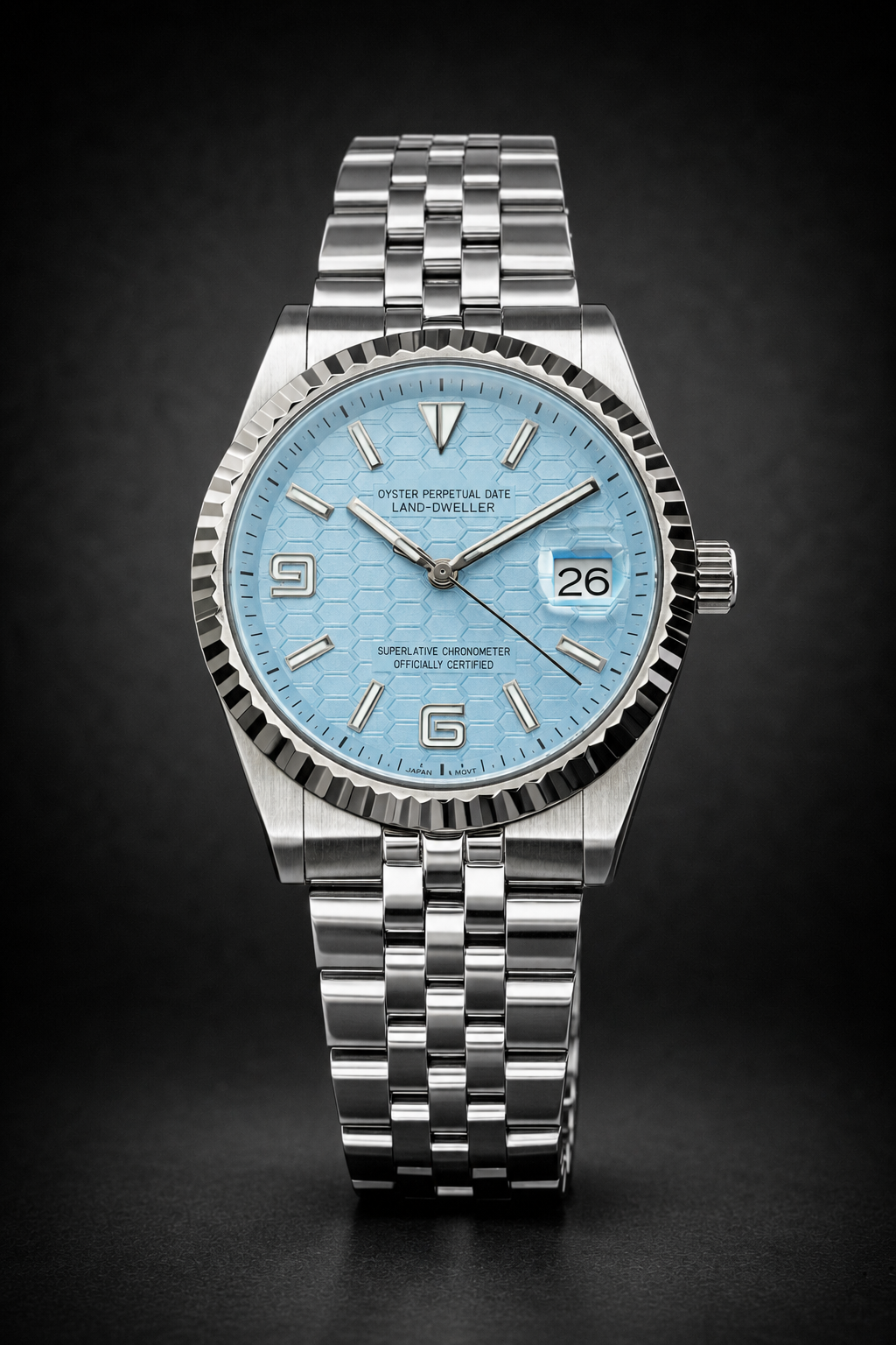 Reloj Automático Azul Hielo Panel de Abeja – Diseño Deportivo Elegante en Acero 904L