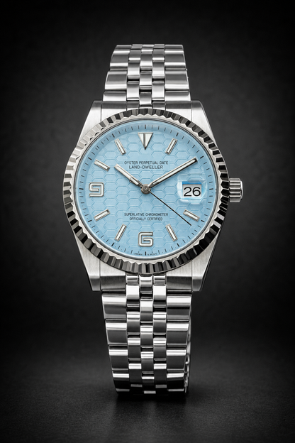 Reloj Automático Azul Hielo Panel de Abeja – Diseño Deportivo Elegante en Acero 904L