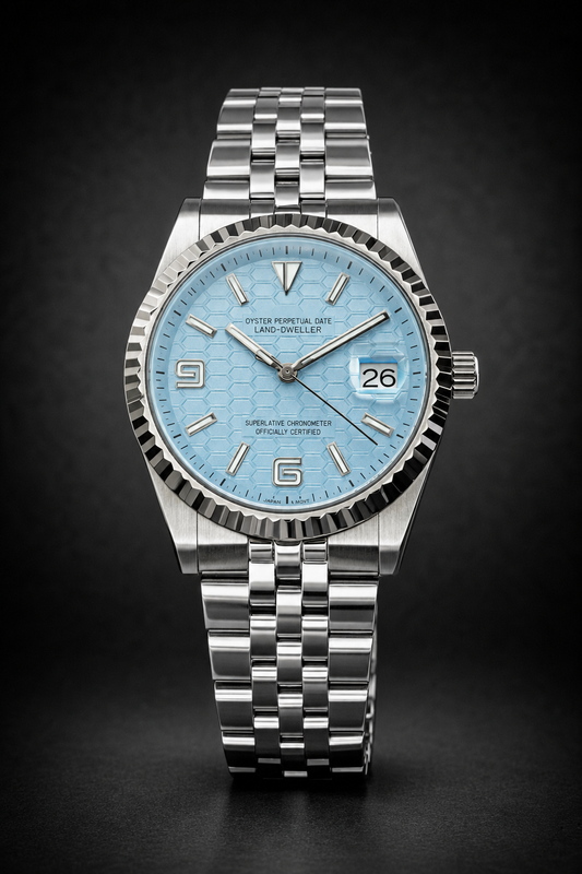 Reloj Automático Azul Hielo Panel de Abeja – Diseño Deportivo Elegante en Acero 904L