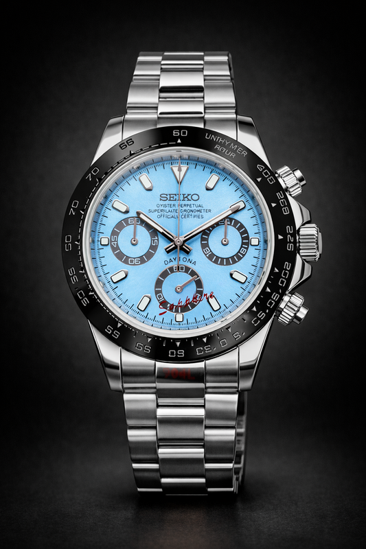 Reloj Cronógrafo VK63 Azul Hielo – Estilo Racing Elegante