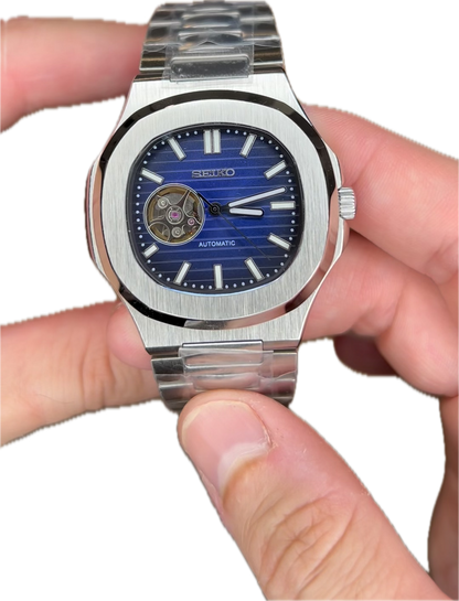 Seiko “Nautilus Style” Open Heart – Deportivo y elegante en azul 💙⌚