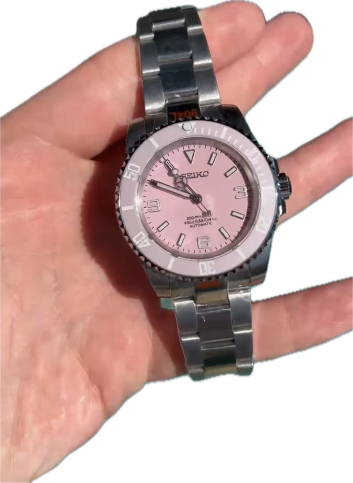 Reloj Automático Rosa – Estilo Diver Deportivo NH35