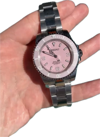 Reloj Automático Rosa – Estilo Diver Deportivo NH35