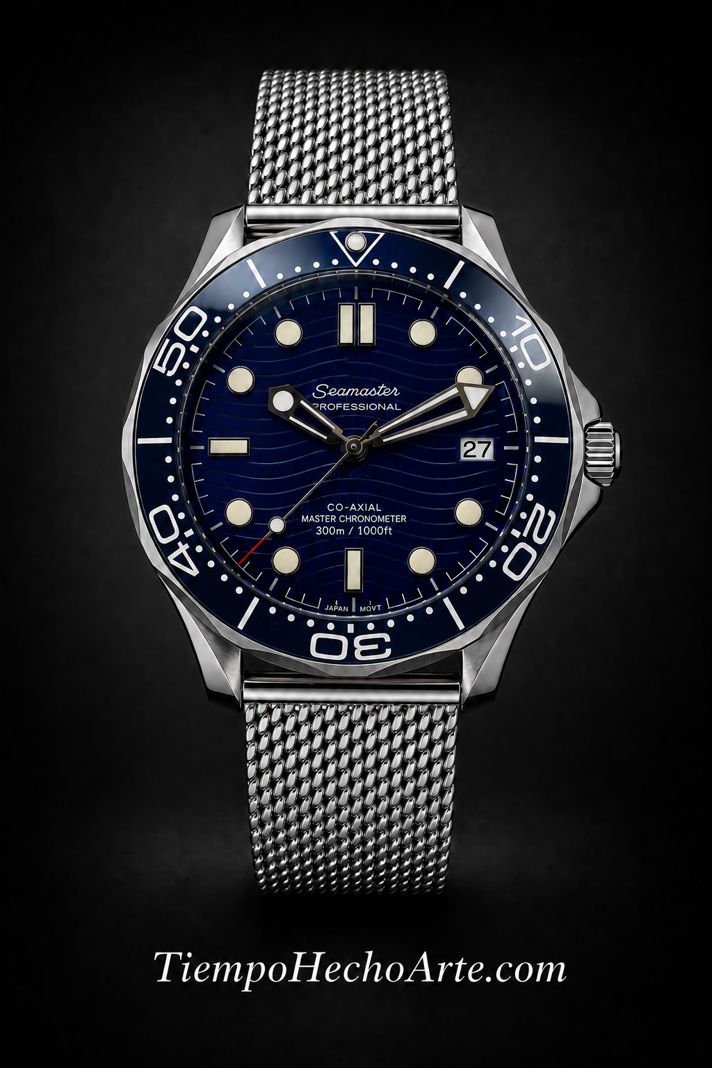 Reloj Automático Azul Wave – Estilo Diver Deportivo con Brazalete Milanesa
