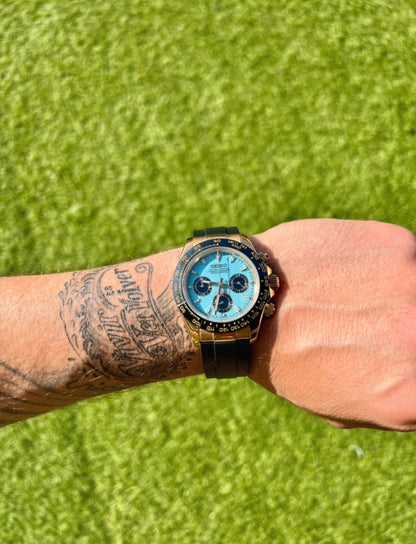 Reloj Cronógrafo Azul Tiffany – Estilo Racing Deportivo