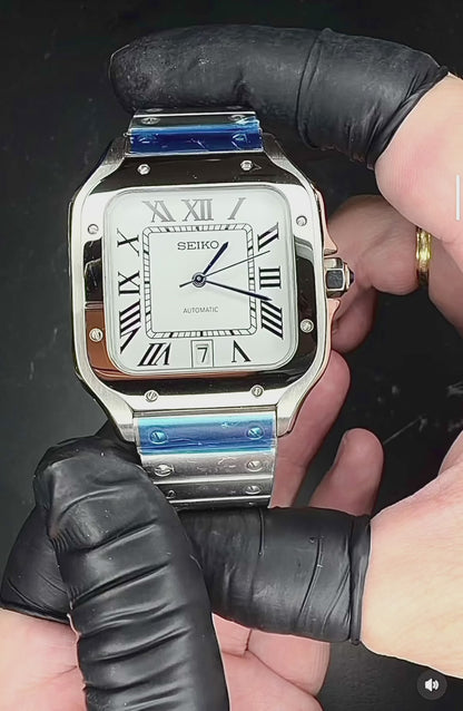 Seiko “Santos Style” – Elegancia clásica en 38 mm ⌚✨