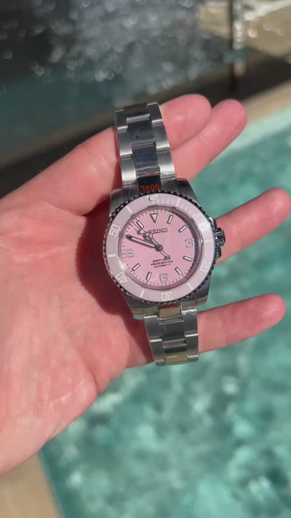Reloj Automático Rosa – Estilo Diver Deportivo NH35
