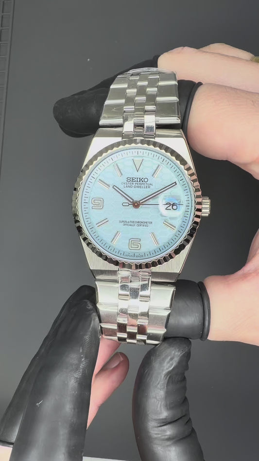 Reloj Automático Azul Hielo Panel de Abeja – Diseño Deportivo Elegante en Acero 904L