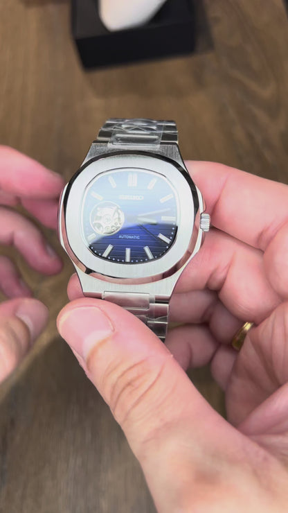 Seiko “Nautilus Style” Open Heart – Deportivo y elegante en azul 💙⌚