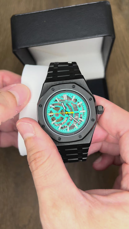 Seiko Skeleton “Aqua Royal” – Estilo AP con corazón a la vista 💎⌚