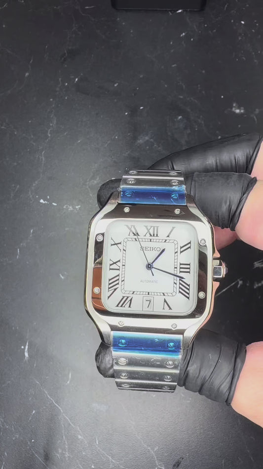 Seiko “Santos Style” – Elegancia clásica en 38 mm ⌚✨