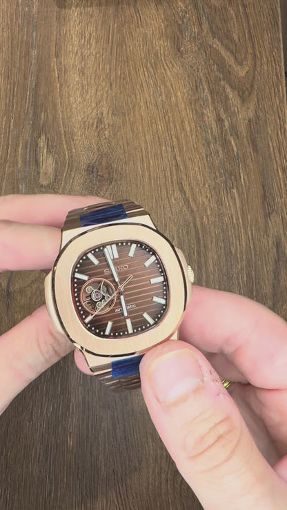 Seiko “Nautilus Chocolate” Open Heart – Oro rosa con mucha personalidad 🍫✨